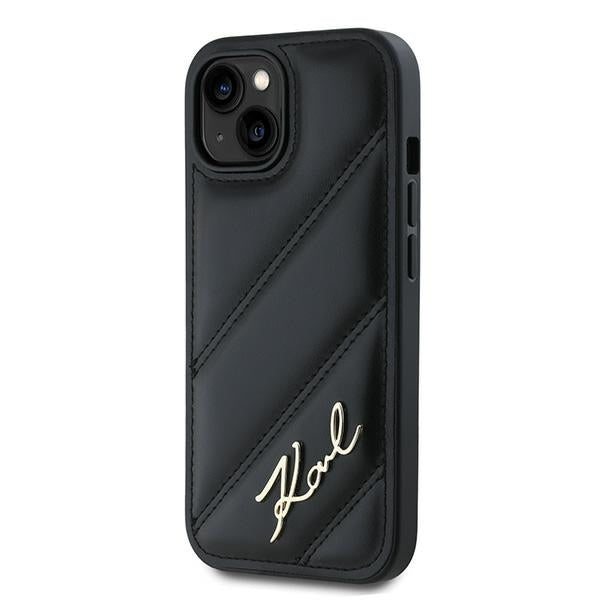 Karl Lagerfeld Diagonal Quilted Script case for iPhone 15 / 14 / 13 - black