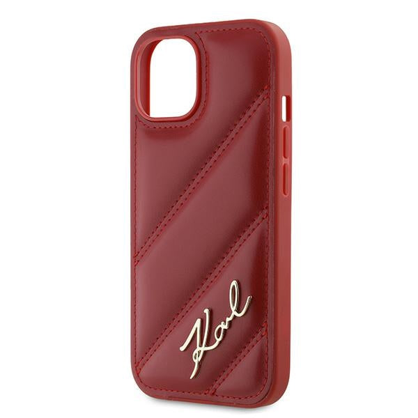 Karl Lagerfeld Diagonal Quilted Script case for iPhone 15 / 14 / 13 - red