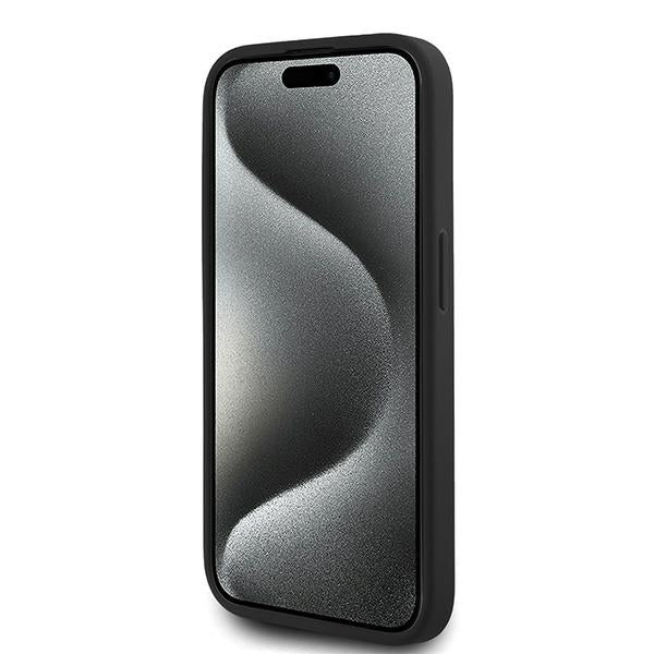 Karl Lagerfeld Diagonal Quilted Script case for iPhone 15 Pro Max - black