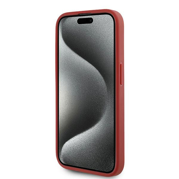 Karl Lagerfeld Diagonal Quilted Script case for iPhone 15 Pro Max - red