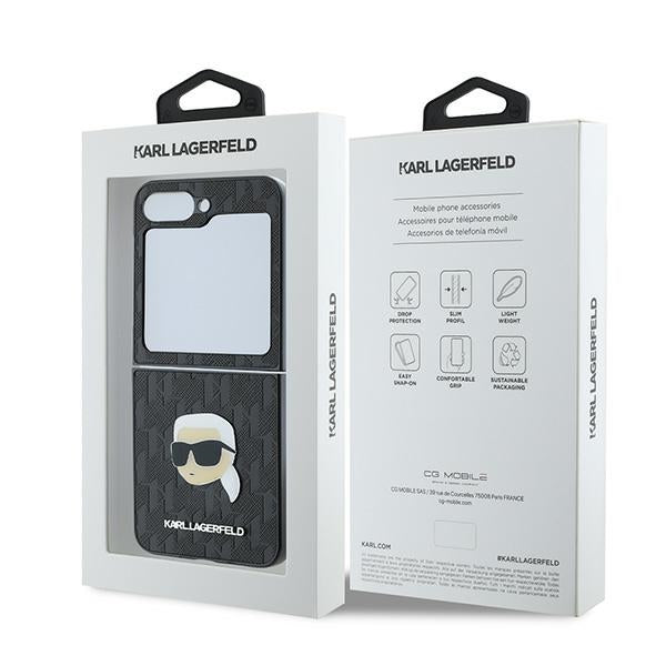 Karl Lagerfeld Saffiano Monogram Case for Samsung Galaxy Z Flip 6 - Black