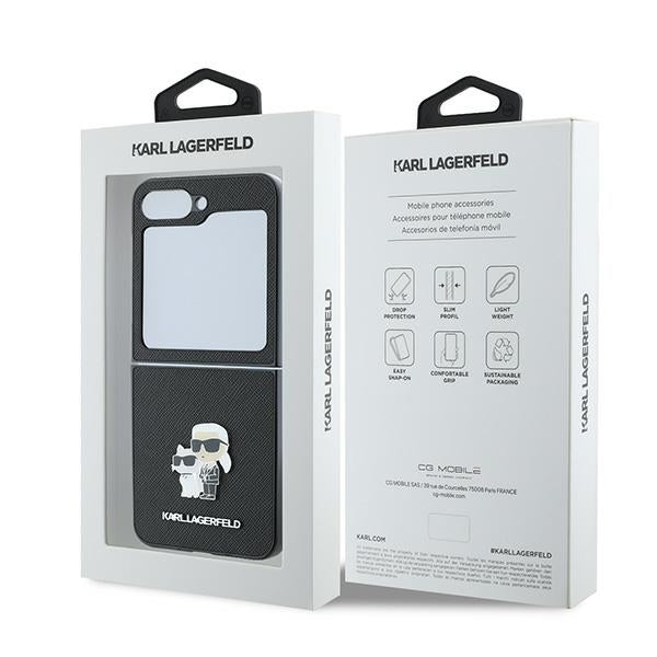 Karl Lagerfeld Saffiano Metal Pin Case for Samsung Galaxy Z Flip 6 - Black