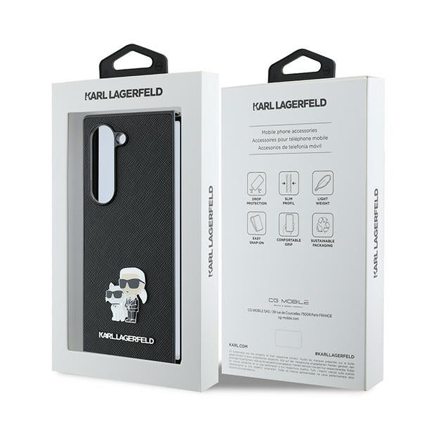 Karl Lagerfeld Saffiano Metal Pin Case for Samsung Galaxy Z Fold 6 - Black