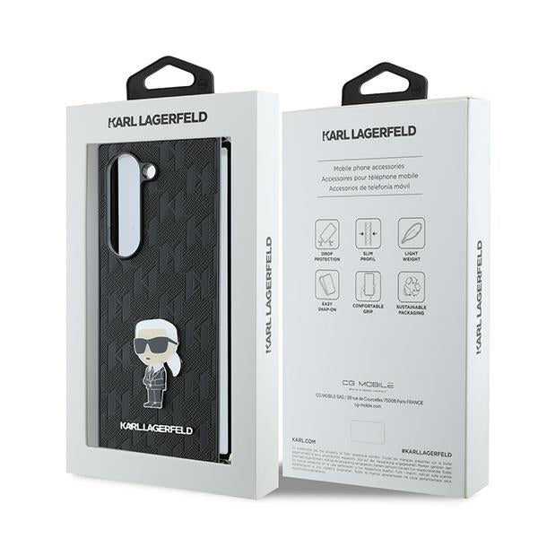 Karl Lagerfeld Saffiano Ikonik Pin Case for Samsung Galaxy Z Fold 6 - Black