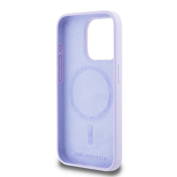 Karl Lagerfeld Silicone Karl&amp;Choupette Heads Ring MagSafe Case for iPhone 15 Pro - Purple