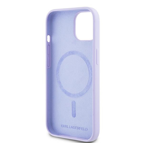 Karl Lagerfeld Silicone Karl&amp;Choupette Heads Ring MagSafe iPhone 15 Case - Purple