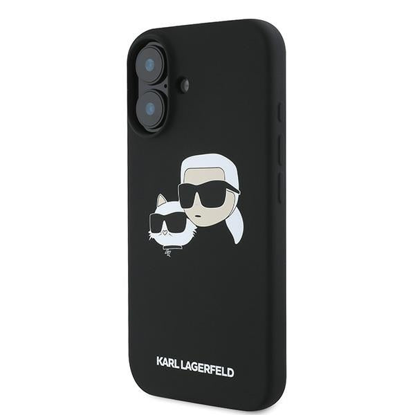 Karl Lagerfeld Silicone Case Nauble Heads Print MagSafe for iPhone 16 Plus - Black
