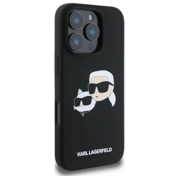 Karl Lagerfeld Silicone Case Heads Print MagSafe for iPhone 16 Pro Max - Black