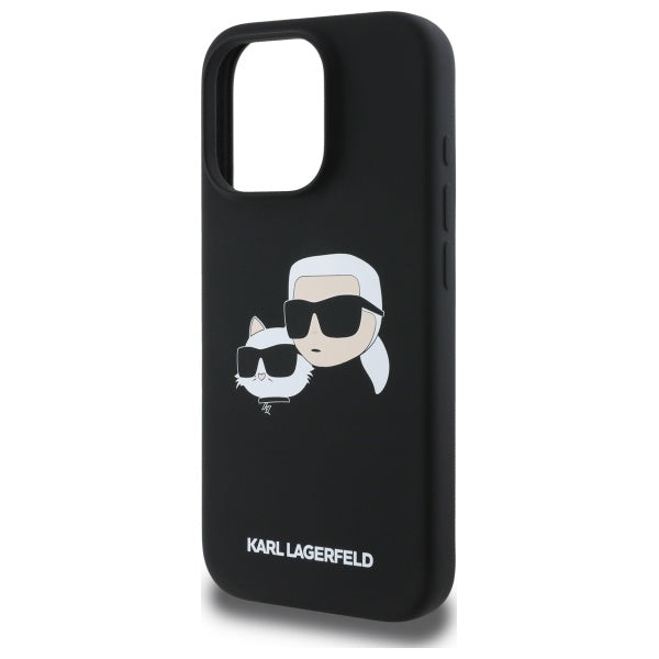 Karl Lagerfeld Silicone Case Heads Print MagSafe for iPhone 16 Pro Max - Black