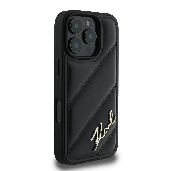 Karl Lagerfeld Quilted Signature iPhone 16 Pro Case - Black