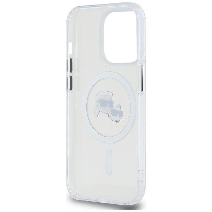 Karl Lagerfeld IML Metal Karl &amp; Choupette Head MagSafe iPhone 14 Pro Case - White