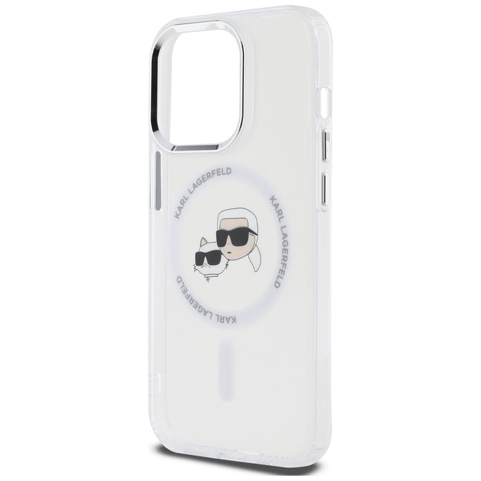 Karl Lagerfeld IML Metal Karl & Choupette Head MagSafe iPhone 14 Pro Case - White
