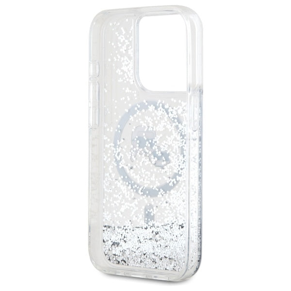 Karl Lagerfeld Liquid Glitter Karl &amp; Choupette Head Magsafe iPhone 15 Pro Case - Clear