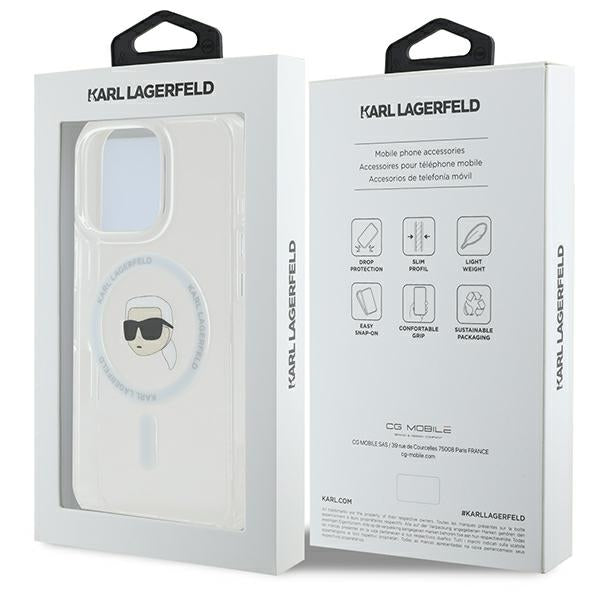 Karl Lagerfeld IML Metal Karl Head MagSafe Case for iPhone 16 Pro - White