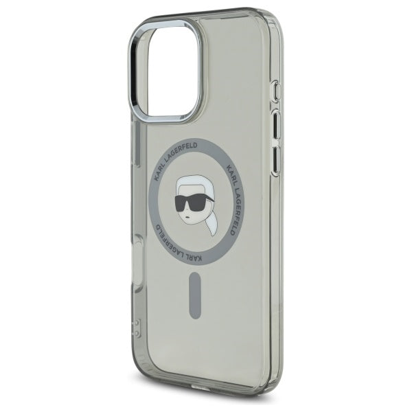 Karl Lagerfeld IML Metal Karl Head MagSafe iPhone 16 Pro Case - Black