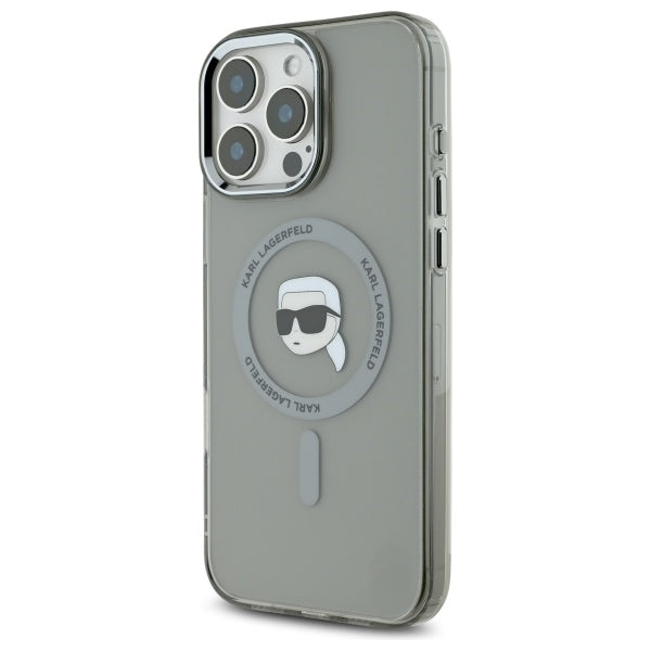 Karl Lagerfeld IML Metal Karl Head MagSafe iPhone 16 Pro Case - Black