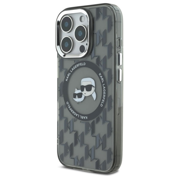 Karl Lagerfeld IML Monogram Karl &amp; Choupette Head MagSafe iPhone 16 Pro Case - Black