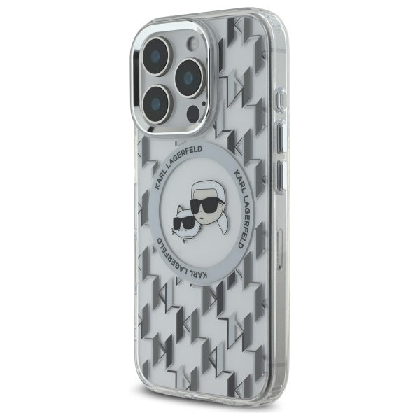Karl Lagerfeld IML Monogram Karl &amp; Choupette Head MagSafe iPhone 16 Pro Case - Clear