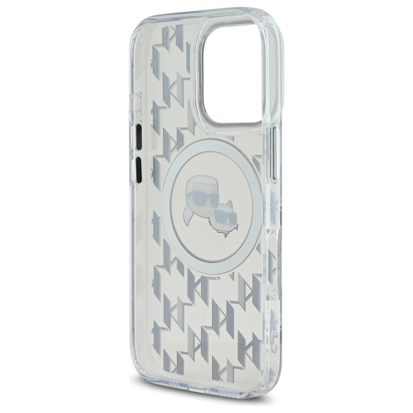 Karl Lagerfeld IML Monogram Karl &amp; Choupette Head MagSafe iPhone 16 Pro Case - Clear