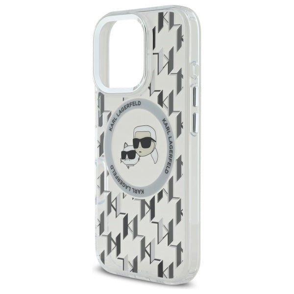 Karl Lagerfeld IML Monogram Karl &amp; Choupette Head MagSafe iPhone 16 Pro Case - Clear