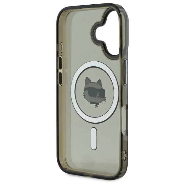 Karl Lagerfeld IML Metal Choupette Head MagSafe iPhone 16 Plus Case - Black