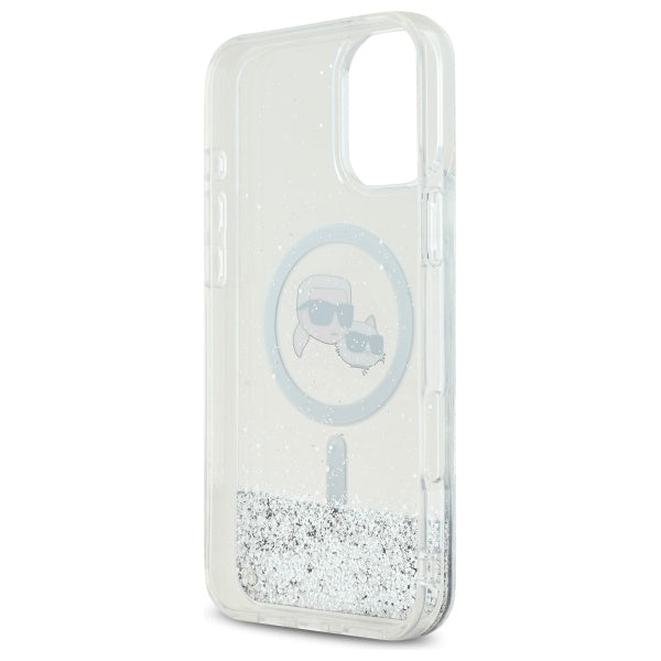 Karl Lagerfeld Liquid Glitter Karl &amp; Choupette Head Magsafe iPhone 16 Plus Case - Clear