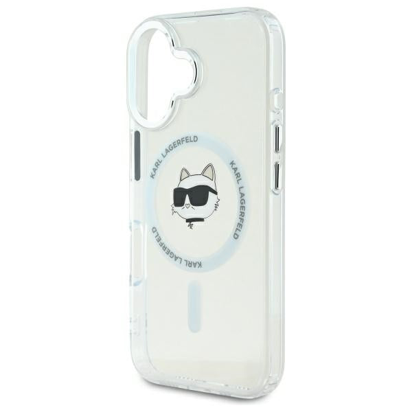 Karl Lagerfeld IML Metal Choupette Head MagSafe iPhone 16 Case - White
