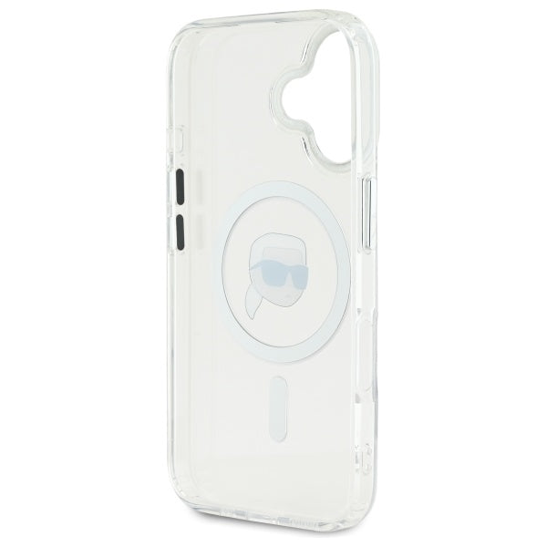 Karl Lagerfeld IML Metal Karl Head MagSafe iPhone 16 Case - White