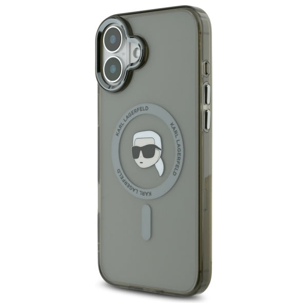 Karl Lagerfeld IML Metal Karl Head MagSafe iPhone 16 Case - Black