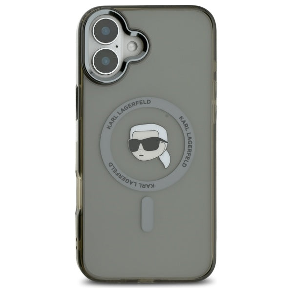 Karl Lagerfeld IML Metal Karl Head MagSafe iPhone 16 Case - Black