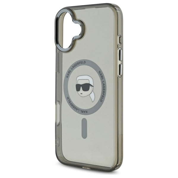 Karl Lagerfeld IML Metal Karl Head MagSafe iPhone 16 Case - Black
