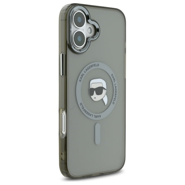 Karl Lagerfeld IML Metal Karl Head MagSafe iPhone 16 Case - Black