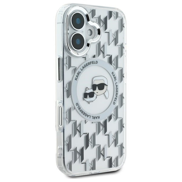 Karl Lagerfeld IML Monogram Karl &amp; Choupette Head MagSafe iPhone 16 Case - Clear