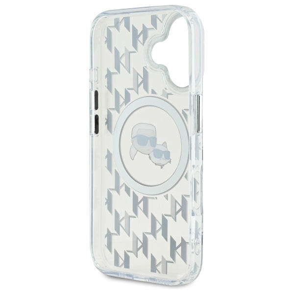 Karl Lagerfeld IML Monogram Karl &amp; Choupette Head MagSafe iPhone 16 Case - Clear