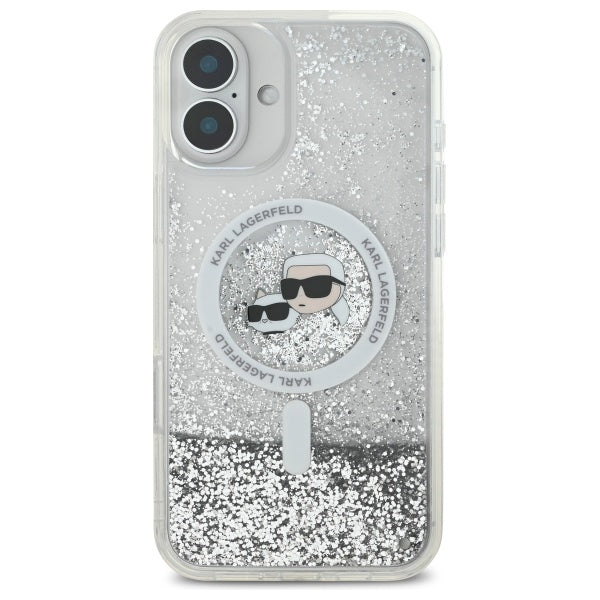 Karl Lagerfeld Liquid Glitter Karl&amp;Choupette Head Magsafe iPhone 16 Case - Clear