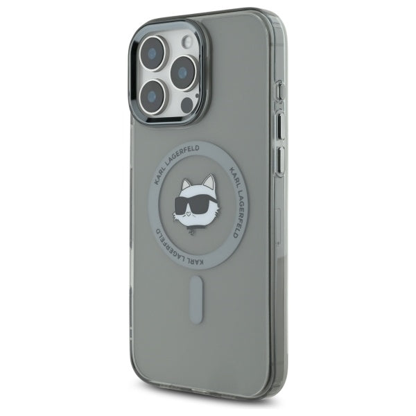 Karl Lagerfeld IML Metal Choupette Head MagSafe Case for iPhone 16 Pro Max - Black