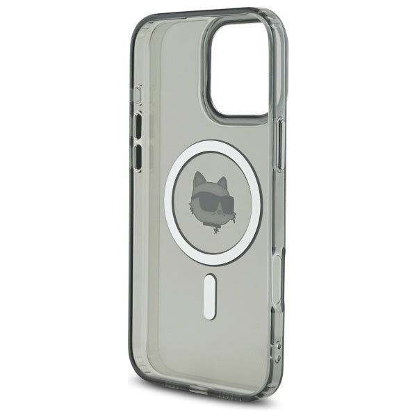 Karl Lagerfeld IML Metal Choupette Head MagSafe Case for iPhone 16 Pro Max - Black