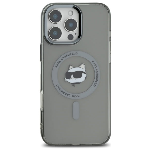 Karl Lagerfeld IML Metal Choupette Head MagSafe Case for iPhone 16 Pro Max - Black