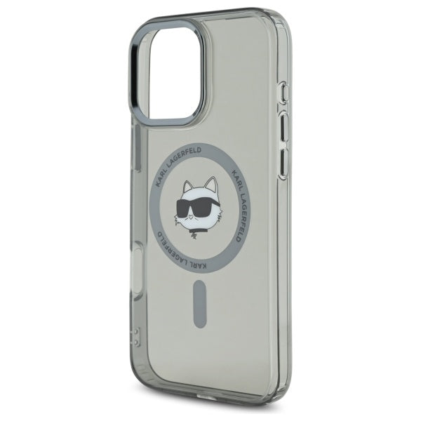 Karl Lagerfeld IML Metal Choupette Head MagSafe Case for iPhone 16 Pro Max - Black