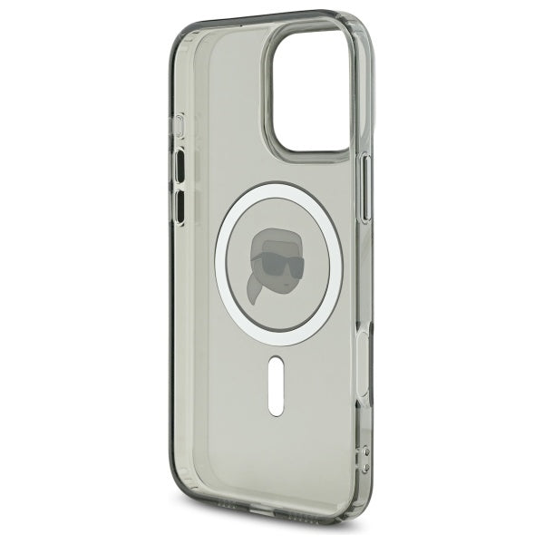 Karl Lagerfeld IML Metal Karl Head MagSafe Case for iPhone 16 Pro Max - Black