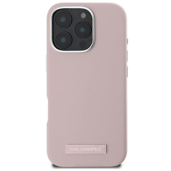 Karl Lagerfeld FW Metal Plate MagSafe iPhone 16 Pro Max Case - Pink