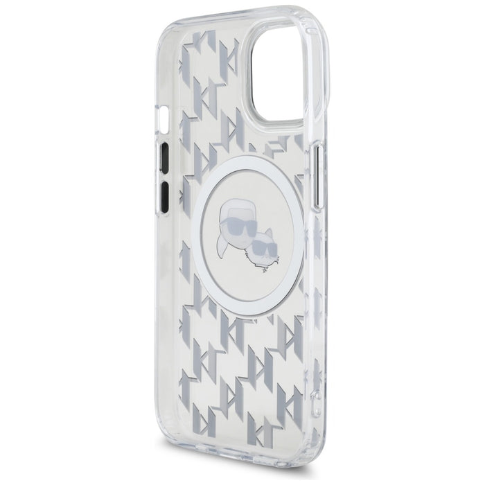 Karl Lagerfeld IML Monogram Karl & Choupette Head MagSafe iPhone 15 Case - Clear