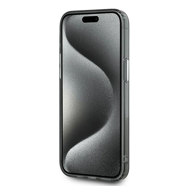 Karl Lagerfeld IML Monogram Karl & Choupette Head MagSafe Case for iPhone 15 Pro Max - Black