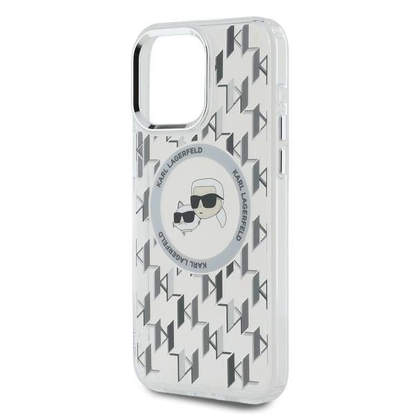 Karl Lagerfeld IML Monogram Karl & Choupette Head MagSafe Case for iPhone 15 Pro Max - Clear
