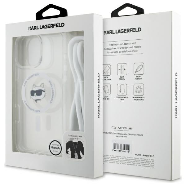 Karl Lagerfeld IML Choupette Head &amp; Cord Magsafe iPhone 16 Pro Case - Clear