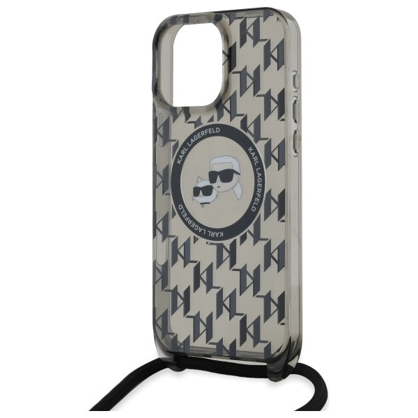 Karl Lagerfeld IML Crossbody Monogram Karl &amp; Choupette Head MagSafe Case for iPhone 16 Pro - Black