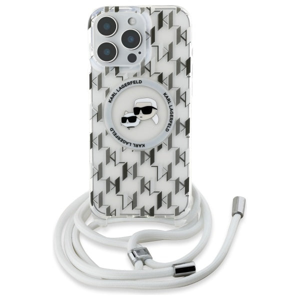 Karl Lagerfeld IML Crossbody Monogram Karl & Choupette Head MagSafe Case for iPhone 16 Pro - Clear