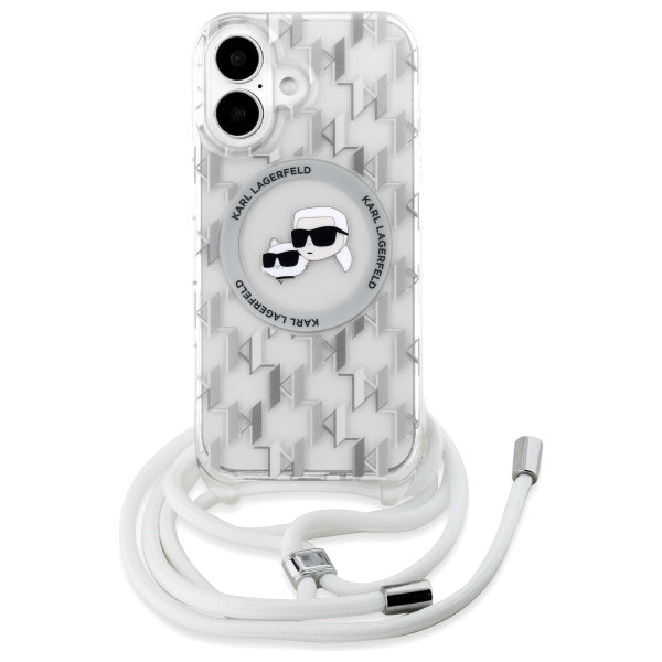 Karl Lagerfeld IML Crossbody Monogram Karl &amp; Choupette Head MagSafe iPhone 16 Case - Clear