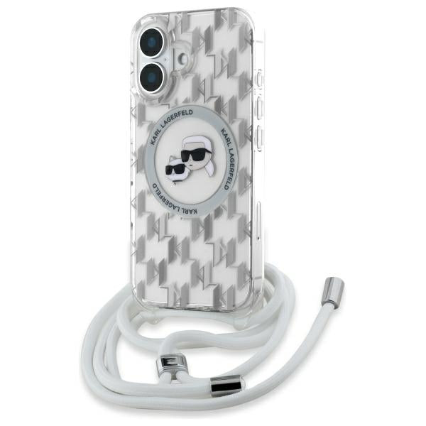 Karl Lagerfeld IML Crossbody Monogram Karl &amp; Choupette Head MagSafe iPhone 16 Case - Clear