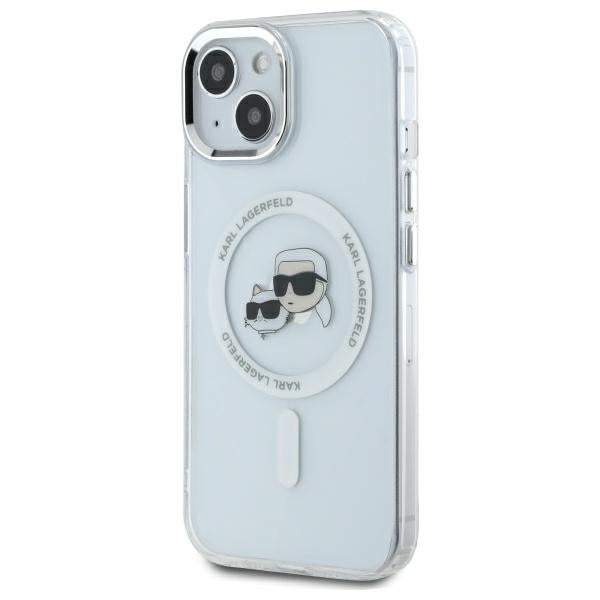 Karl Lagerfeld IML Metal Karl&amp;Choupette Head MagSafe iPhone 14 Case - White